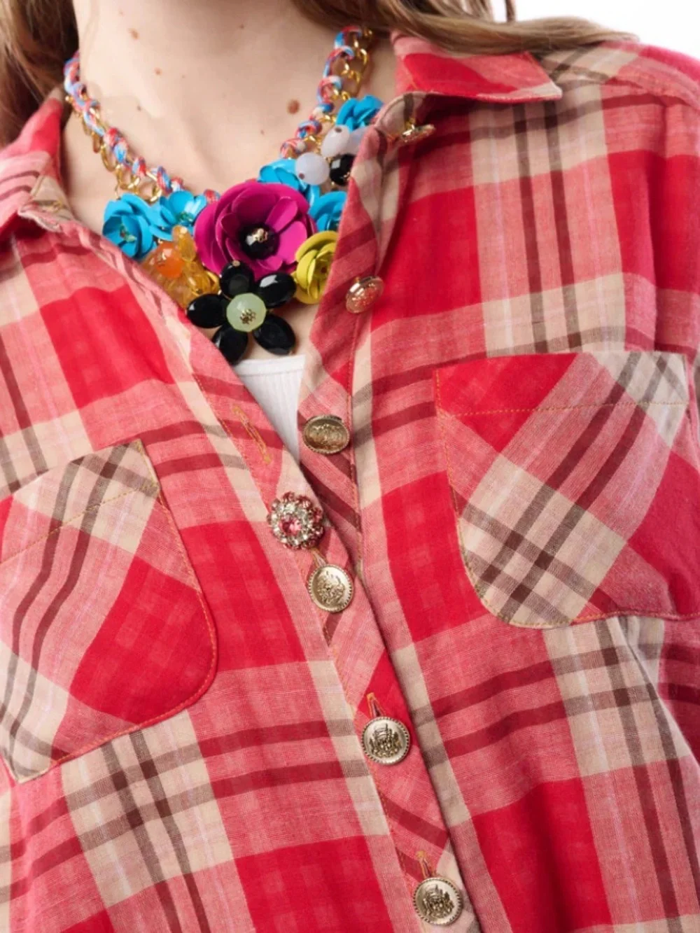 ❤️‍🔥 Aratta XL Red Plaid Button-Down Shirt Featuring Stunning  Back A-11 and A-